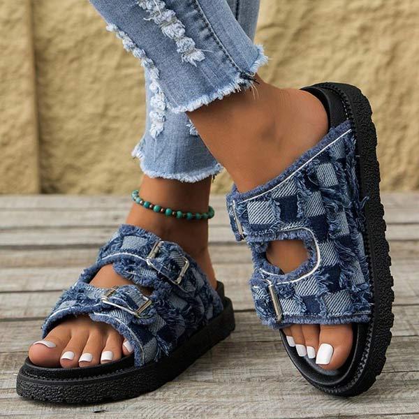 Women's Denim Double-Breasted Slip-Ons 45888316C