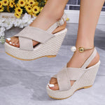 Women's Fashionable Back Ankle Strap Cross Wedge Sandals 96373950S