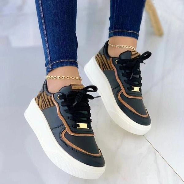 Women's Stylish Casual Lace-Up Thick-Soled Sneakers 74072218S
