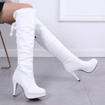 Women's High-Heeled Lace-Up Knee-High Boots 12194319C