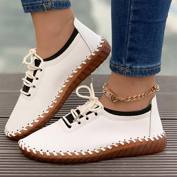 Women's Casual Round Toe Flat Lace Up Flats 23541639S