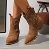 Women's Vintage Suede Chunky Heel Western Boots 85233349S