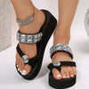 Women's Rhinestone Wedge Thick-soled Fish Mouth Fashion Slippers 64948813C