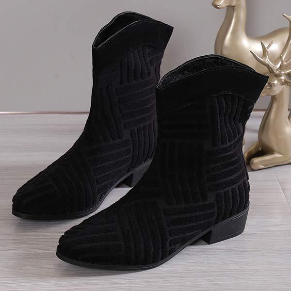 Women's Fashionable Pointed-Toe Color-Block Short Boots 89651378C