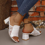 Women's Spliced Mesh Breathable Block Heel Slippers 39130277S
