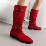 Women's Low Heel Suede Slouch Fashion Boots 90329834C