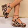 Women's Leopard Print Thick-Soled Wedge Sandals 90289946S