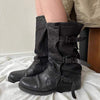 Women's Genuine Leather Buckle Slouch Boots 52773520C