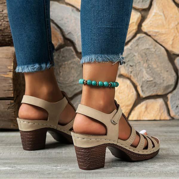 Women's Peep-Toe Block Heel Ankle Strap Sandals 10049491C