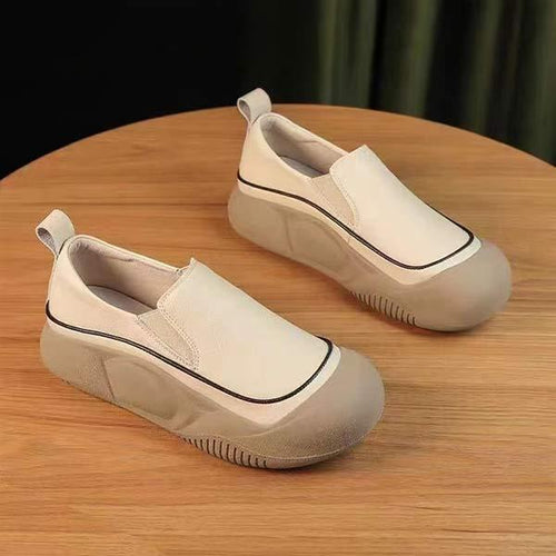 Women's Vintage Thick-Soled Soft Leather Flats 23816534C