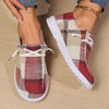 Women's Lace-Up Casual Plaid Flat Canvas Shoes 06532324S