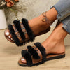 Women's Flat Belted Fur-Lined Slippers 96239205C