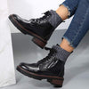 Women's Knitted Cuff Lace-Up Martin Boots 06360763C