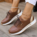 Women's Casual Thick Sole Lace Up Color Block Sneakers 83011318S