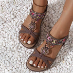 Women's Bohemian Flat Rhinestone Sandals 38370177C