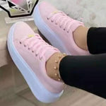 Women's Round Toe Chunky Sole Front Lace-Up Athletic Shoes 29541016C