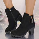 Women's Side-Zipper Pendant High Heel Ankle Boots 82199374C