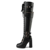 Women's Fashion Buckle Lace-Up Over-The-Knee Boots 72627014S