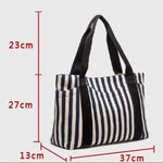 Large-Capacity Color-Block Striped Canvas Bag 49209417C