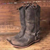 Women's Low Heel Knight Boots with Metal Buckle 00163343C