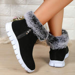 Women's Fleece-Lined Snow Boots with Fur Collar 02151447C