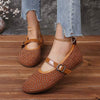 Women's Studded Soft Leather Casual Buckle Shoes 06269011C