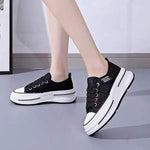 Women's Canvas Shoes Thick Sole Lace Sneakers 16148041C