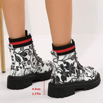 Women's Thick-Soled Printed Graffiti Lace-Up Martin Boots 49666231C