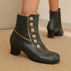 Women's Vintage Wood Grain Chunky Heeled Ankle Boots 20313121C