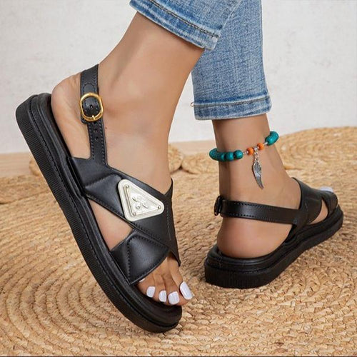 Women's Casual Cross Buckle Fashion Flat Sandals 23823998S