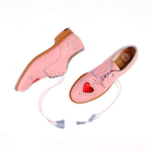 Women's Round Toe Lace-Up Heart Shape Casual Brogues 07264778S