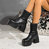 Women's Back Zip Chunky Heel Ankle Boots 58774115C