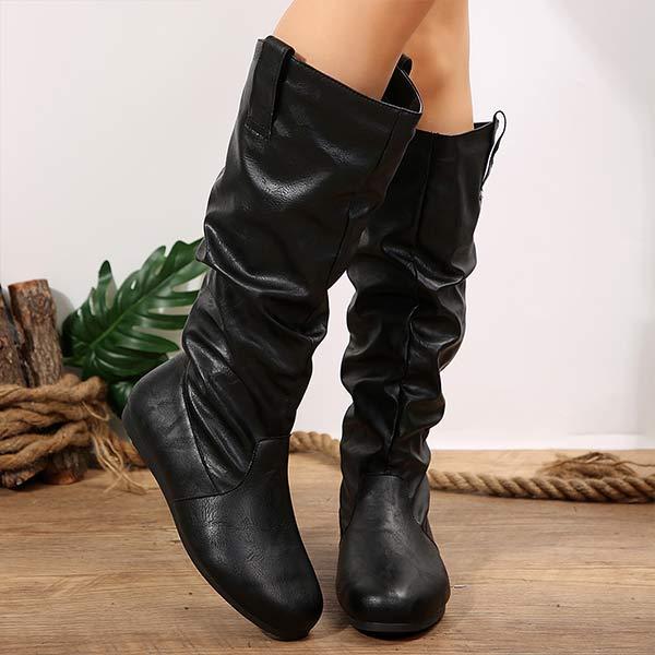 Women's Round-Toe Ruched Mid-Calf Boots 16373612C