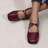 Women's Retro Square Toe Flat Heel Mary Jane Shoes 26337283C