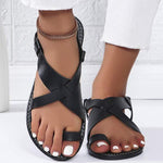 Women's Thin Strap One-Buckle Flat Toe Roman Sandals 20034120C