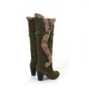 Women's Casual Belt Buckle Fur Collar Block Heel Boots 77448430S
