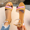 Women's Casual Buckle Color Block Flat Sandals 47935602S