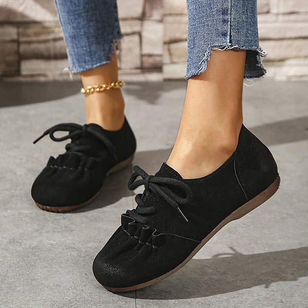 Women's Casual Suede Lace-Up Flats 75372671C