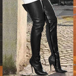 Women's Stylish Statement Stiletto Heeled Side-Zip Over-the-Knee Boots 07522352C