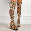 Women's Leopard Print Block Heel Knee-High Boots 31848325C