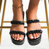 Women's Platform Braided Slide Sandals with Anti-Slip Sole 23293783C