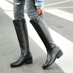 Women's Casual Belt Buckle Decorated Knee High Boots 79304711S