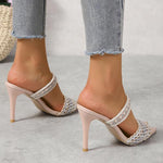 Women's Fashion Rhinestone Braided Stiletto Slippers 12569313S