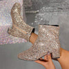 Women's Mid-Heel Sequined Side-Zip Fashion Boots 27045486C