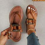 Women's Flat Metal Buckle Thong Sandals 97035240C