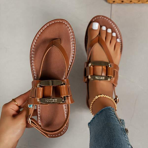 Women's Flat Metal Buckle Thong Sandals 97035240C