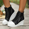 Women's Lace-Up Wedge Canvas Casual Shoes 65864246C