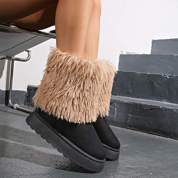 Women's Slip-On Snow Boots with Furry Cuffs 23099854C