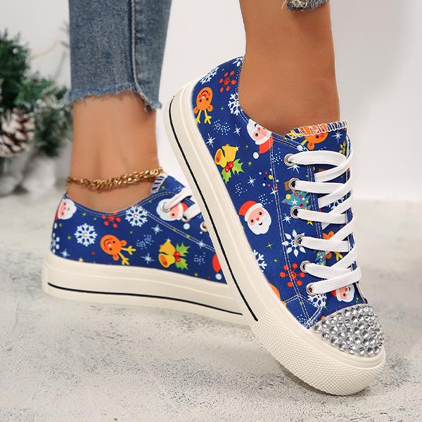 Women's Casual Rhinestone Christmas Canvas Shoes 17698639S