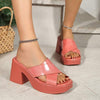 Women's Versatile Chunky Heel Slide Sandals 60440000C